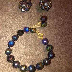 Antique black rainbow beaded bracelet set